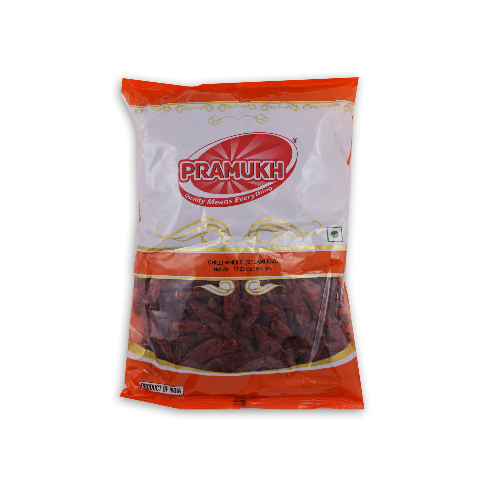 CHILLI WHOLE STEMLESS 500G PRAMUKH