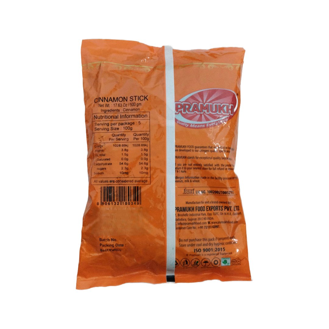 CINNAMON BARK 8CM (DAL CHINI) 500G PRAMUKH