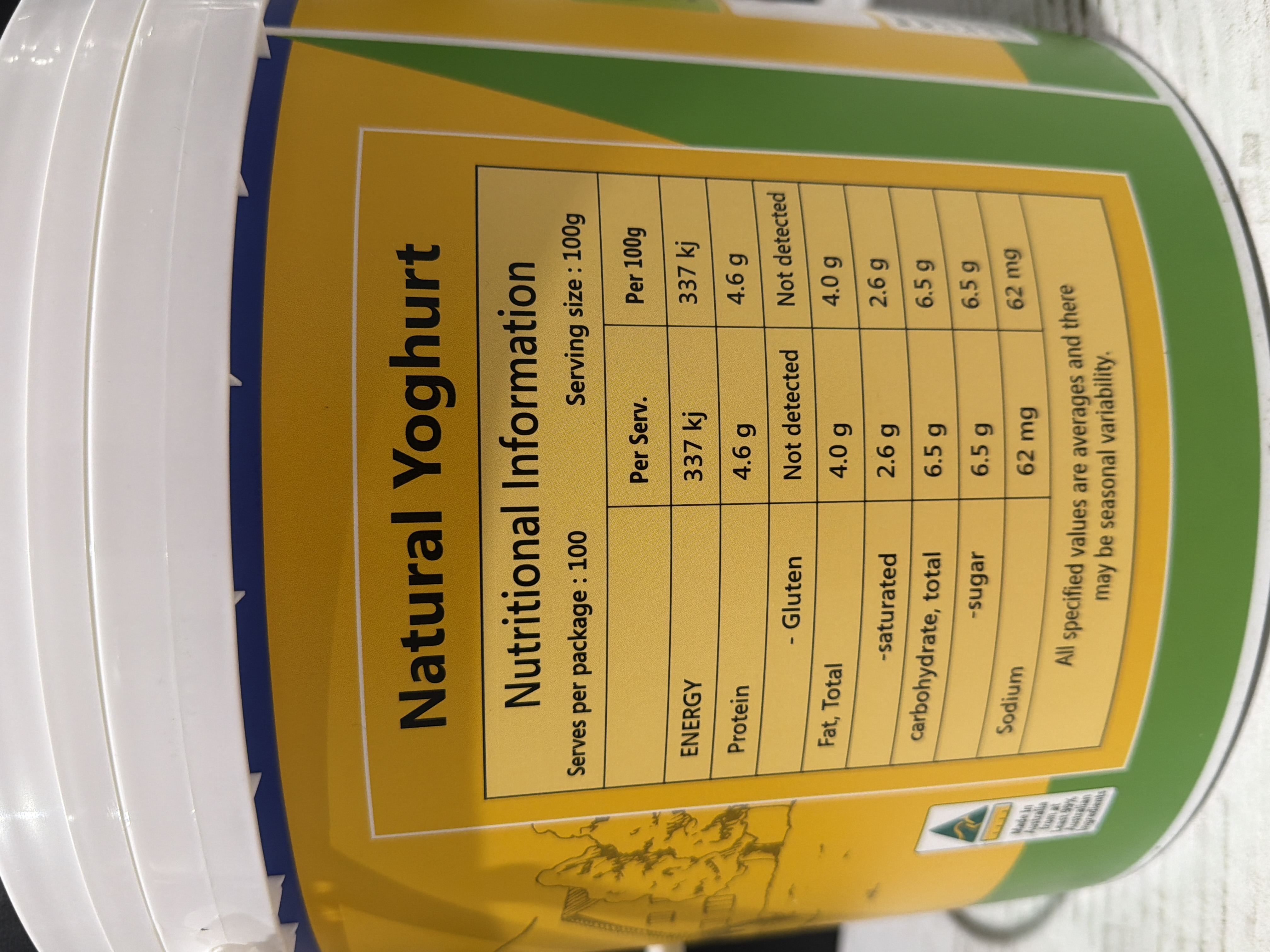 YOGHURT NATURAL 10KG SUPREME DAIRY 