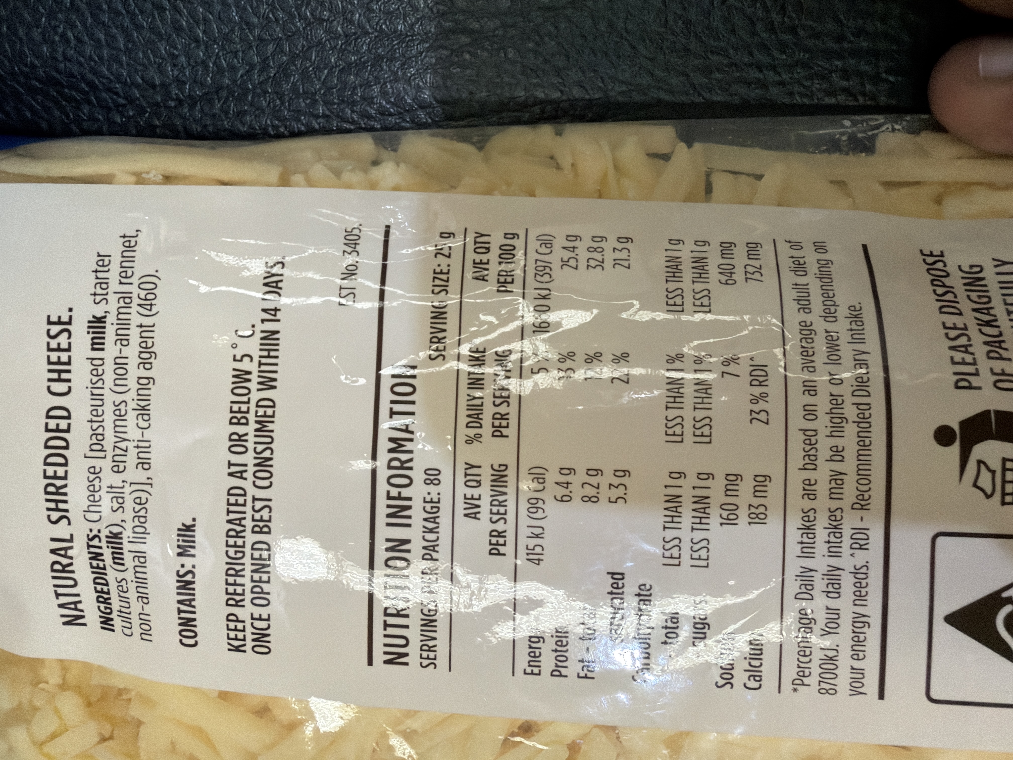 FRED WALKER TASTY SHRED CHEESE 2KG