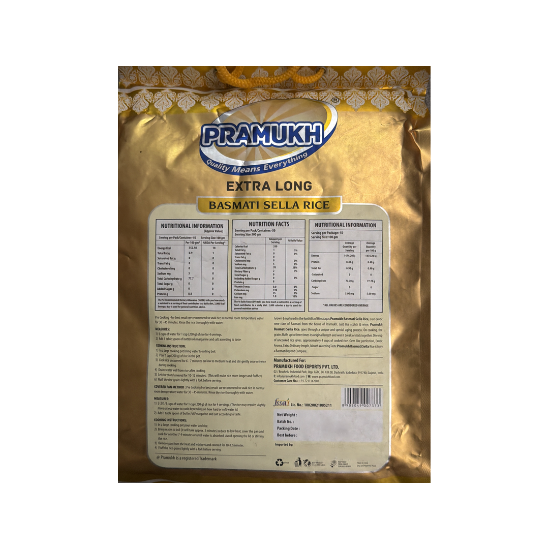 RICE BASMATI SELLA GOLDEN 4X5KG PRAMUKH