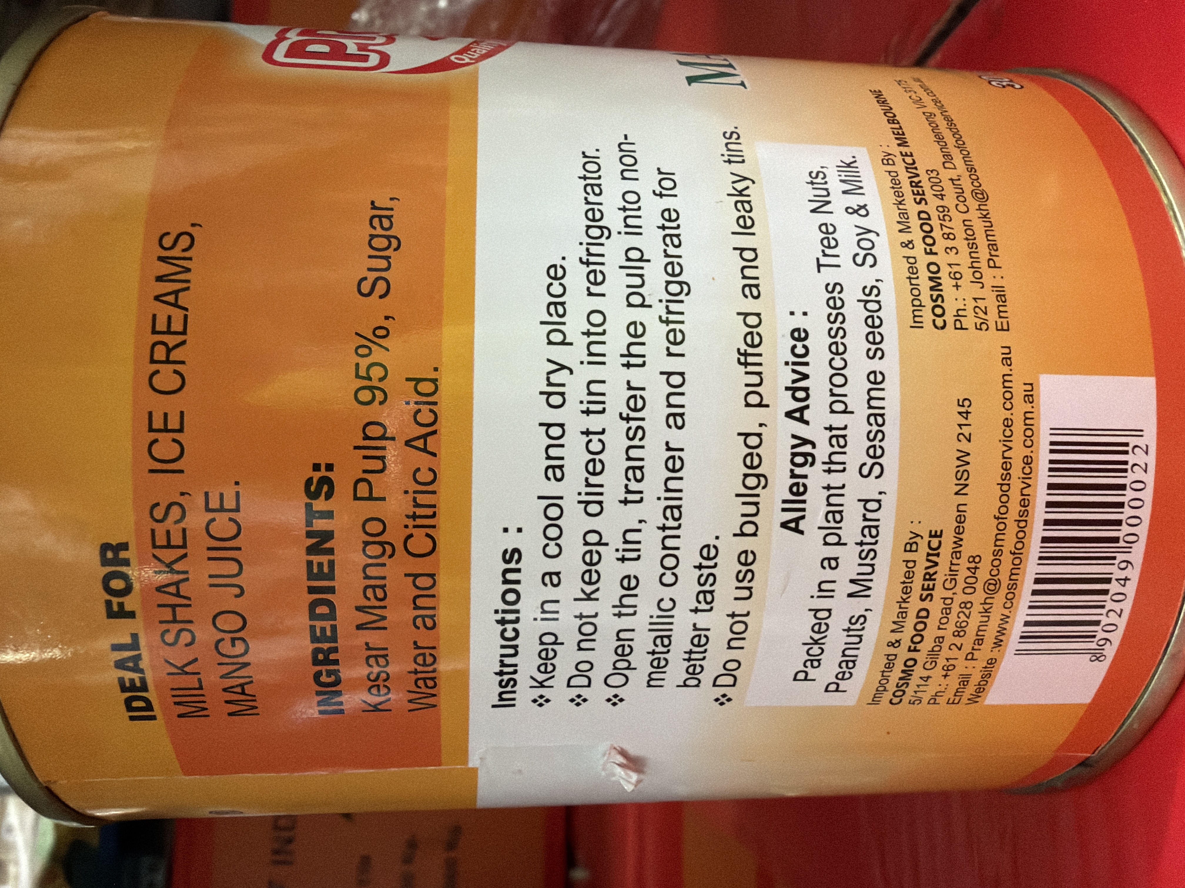 MANGO PULP KESAR 850G PRAMUKH