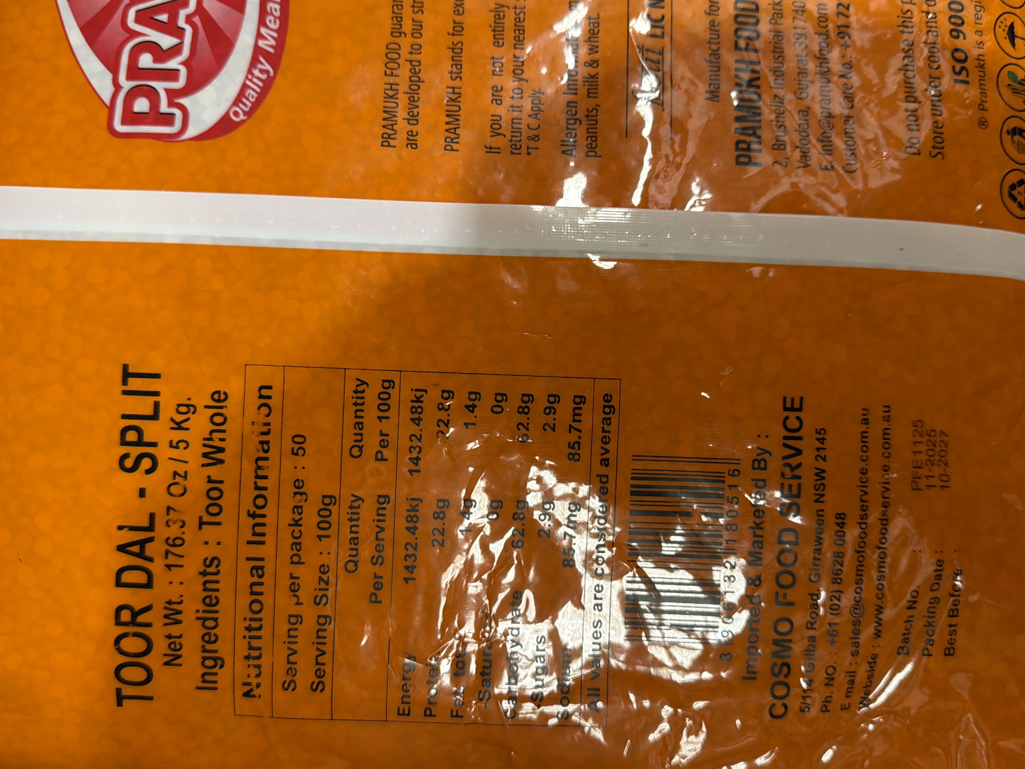 TOOR DAL 5KG PRAMUKH