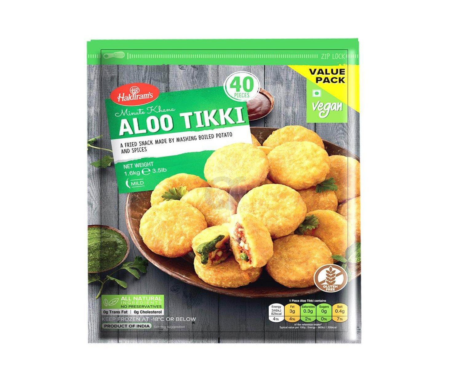 ALOO TIKKI 1.6 KG ( 40 PIECES )  HALDIRAM