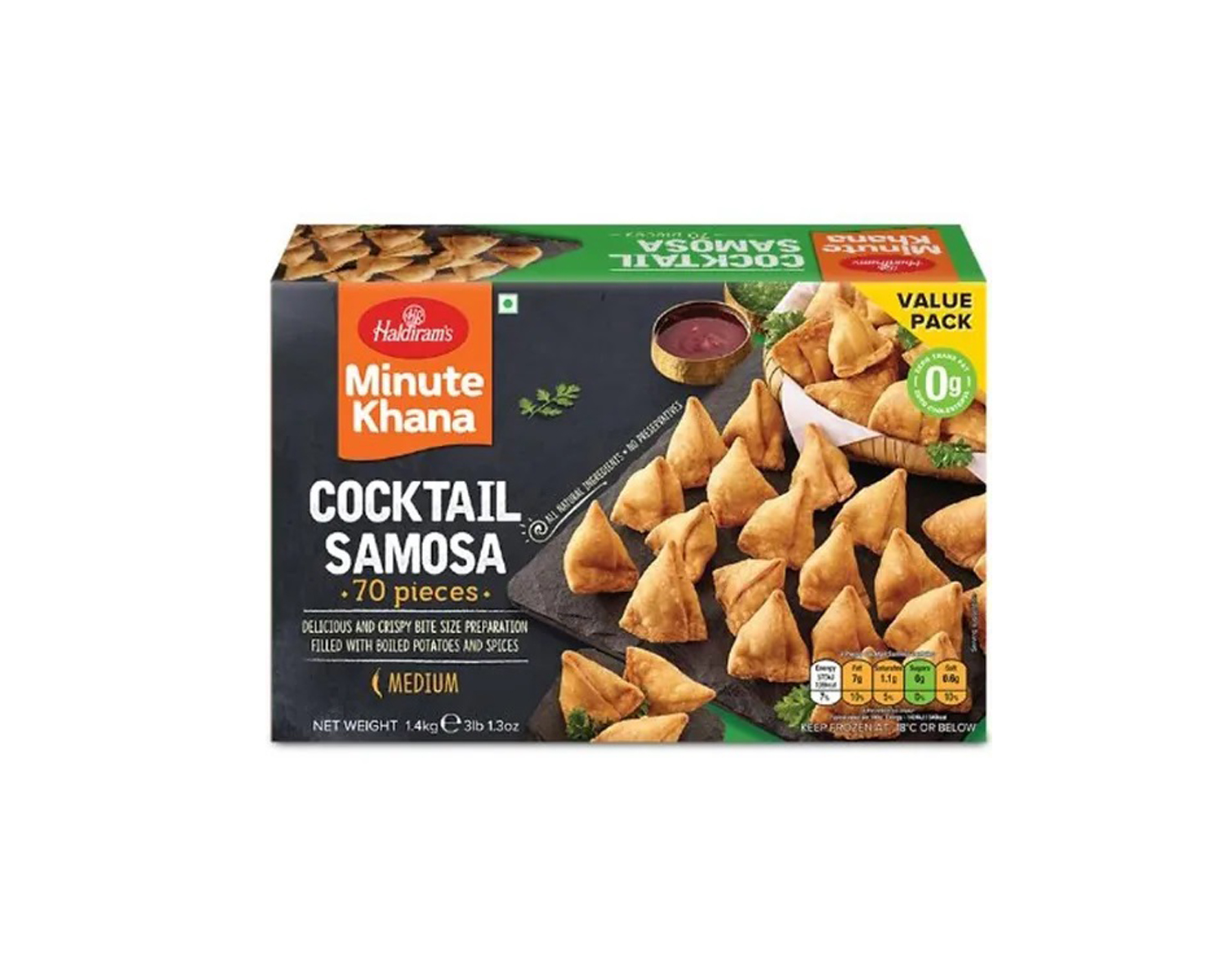 COCKTAIL SAMOSA 1.4KG( 20GMX40PCS) HALDIRAM