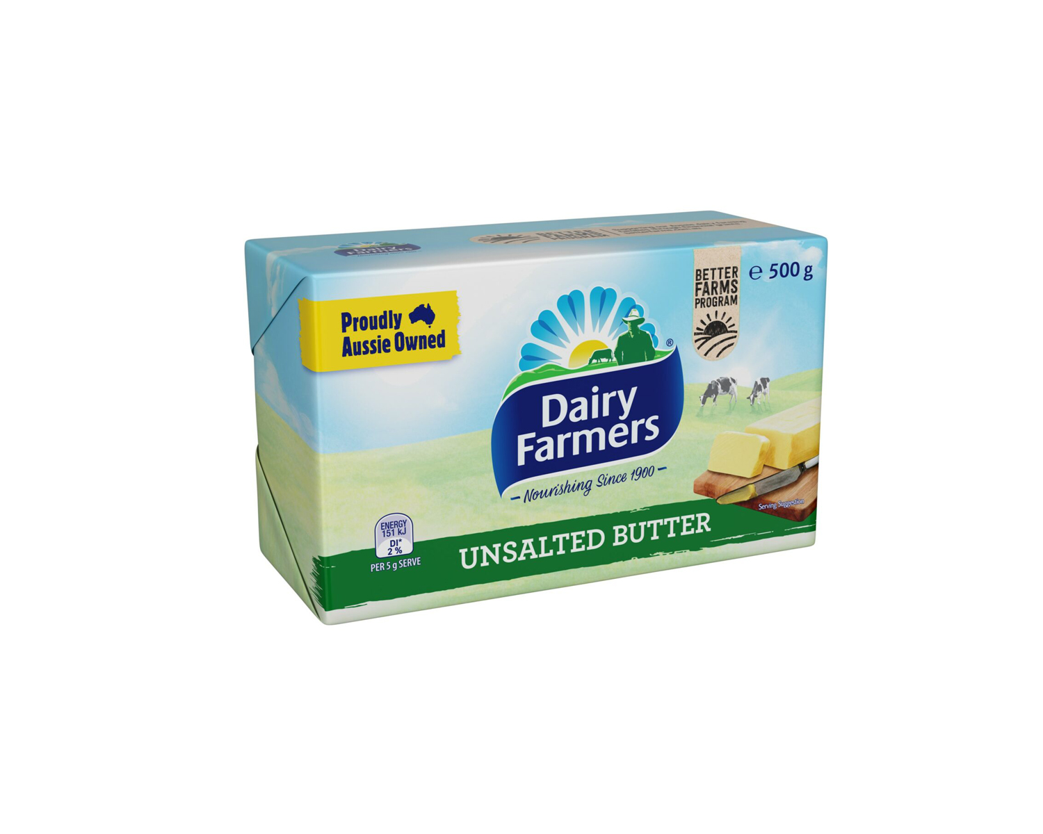 BUTTER BLOCK UNSALTED 500GM DAIRY FARMERS