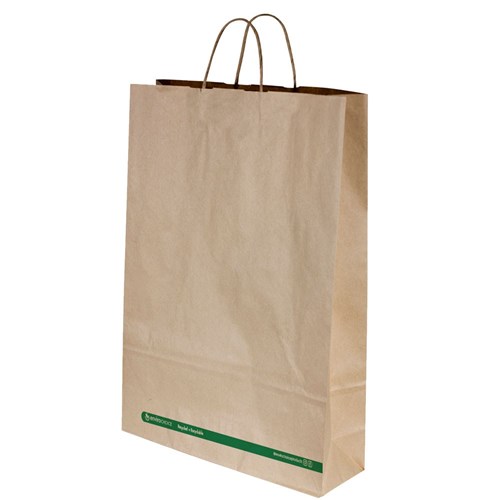 PAPER BAG BROWN WITH HNDL LARGE X 100