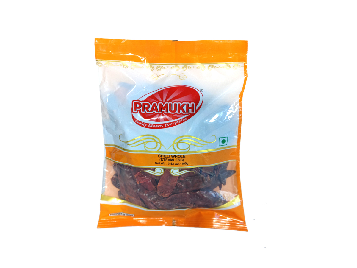 CHILLI WHOLE STEMLESS 100GM PRAMUKH