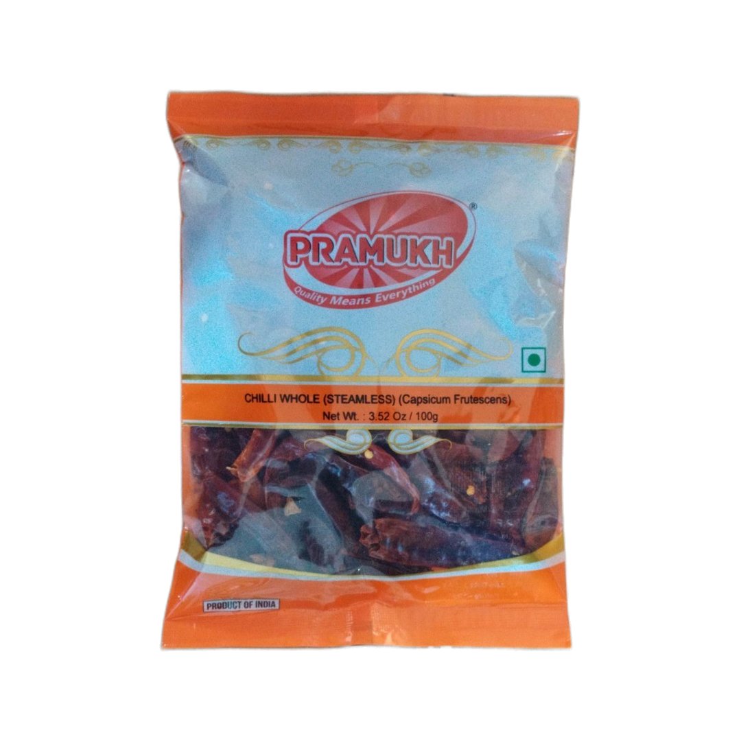 CHILLI WHOLE STEMLESS 100GM PRAMUKH