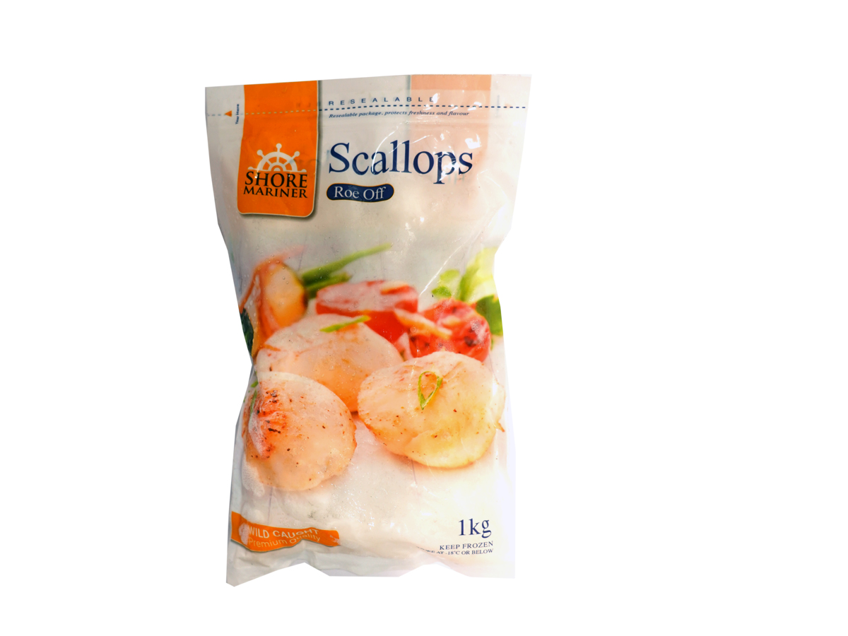 SCALLOP MEAT ROE OFF IQF 10-20 NATURAL 1KG